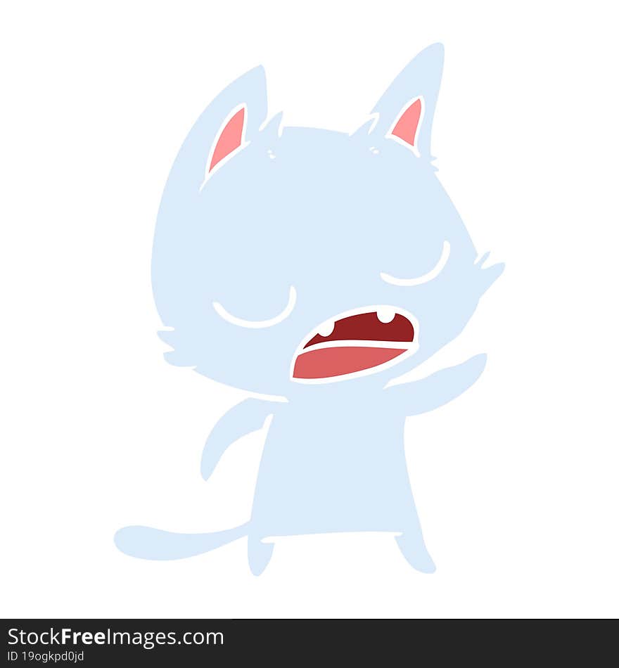 Talking Cat Flat Color Style Cartoon