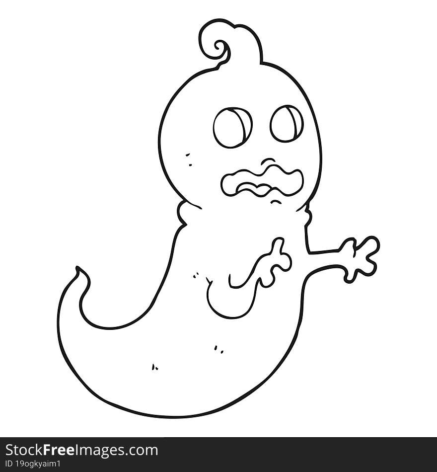 black and white cartoon ghost