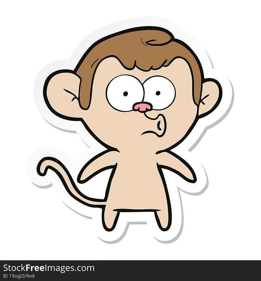 sticker of a cartoon hooting monkey