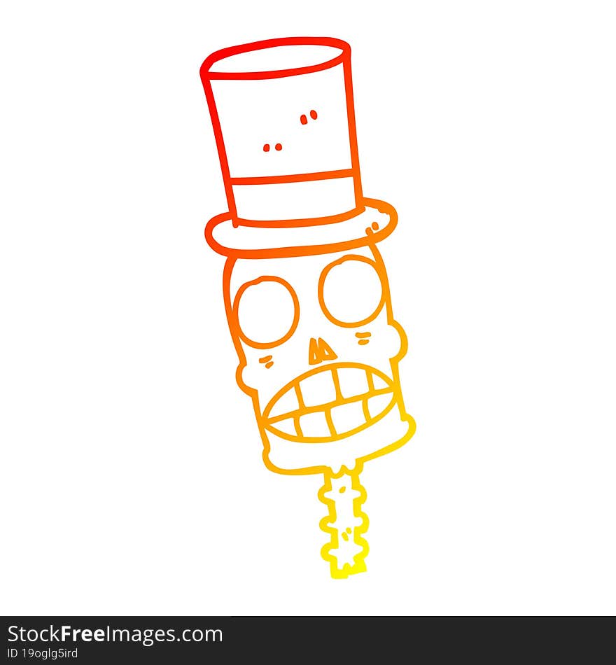 warm gradient line drawing cartoon spooky skull