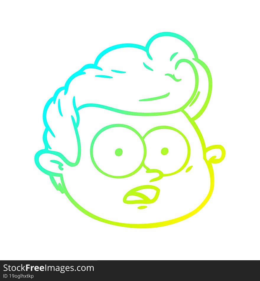 Cold Gradient Line Drawing Cartoon Male Face