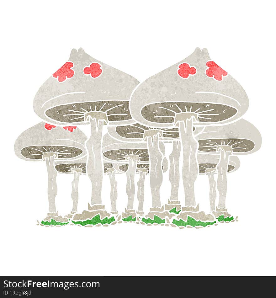 retro cartoon mushrooms