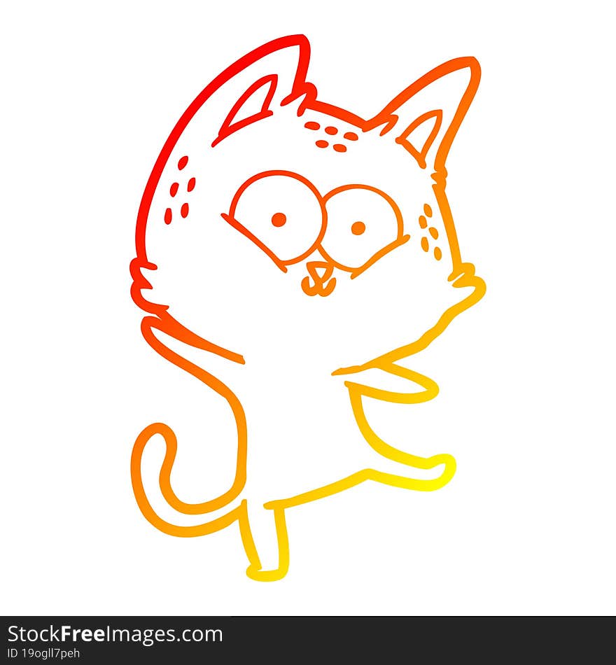 warm gradient line drawing cartoon cat dancing