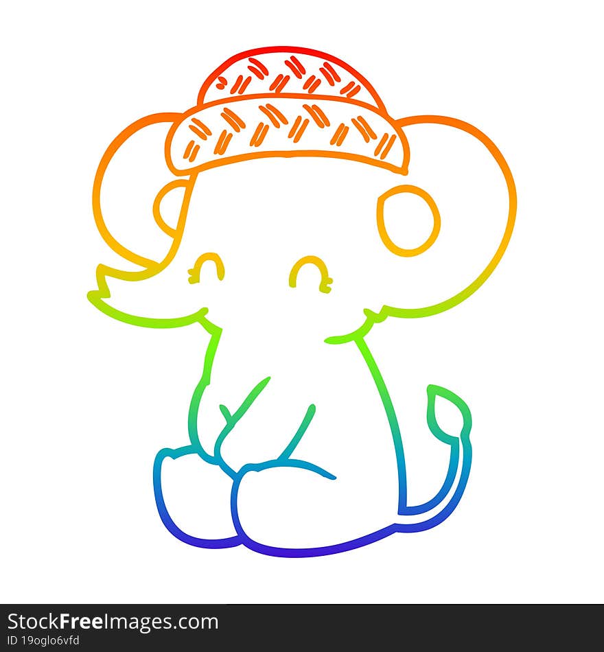 rainbow gradient line drawing cartoon cute elephant