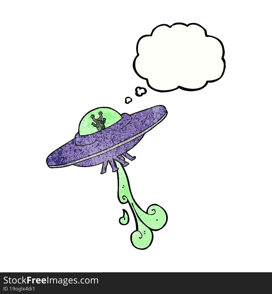 thought bubble textured cartoon alien spaceship