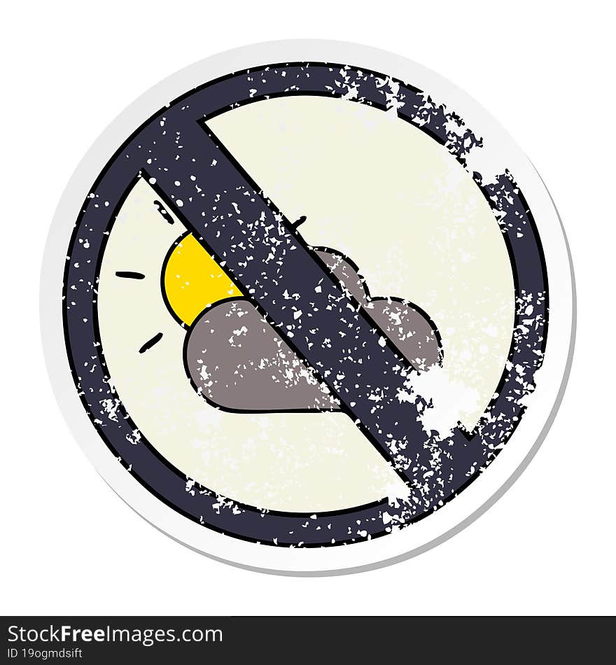 distressed sticker of a cute cartoon weather warning sign