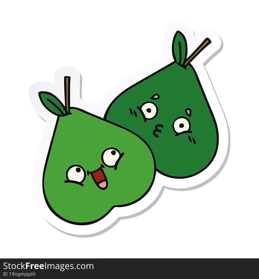 sticker of a cute cartoon pears