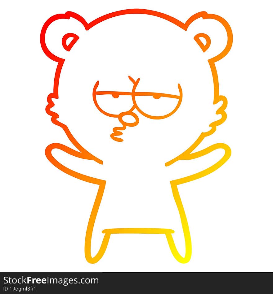 warm gradient line drawing bored bear cartoon