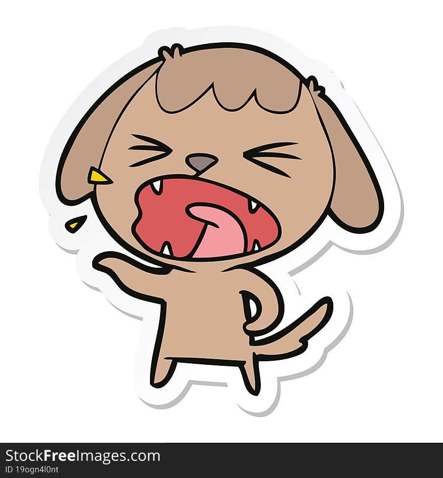 sticker of a cute cartoon dog barking