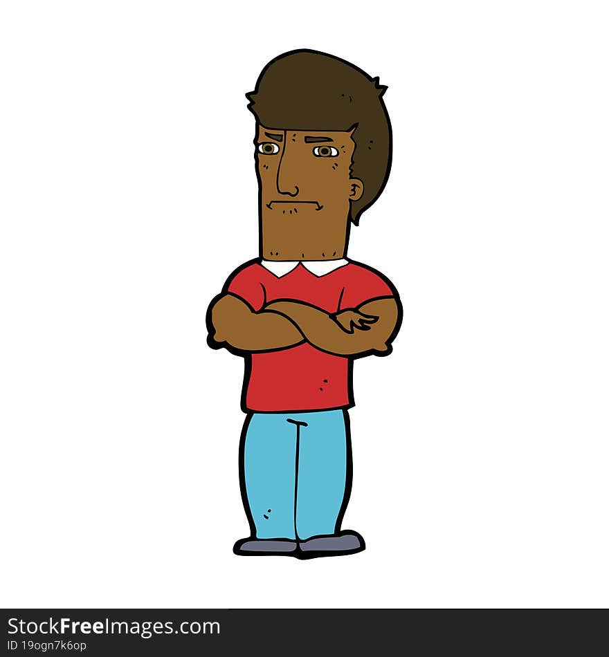 cartoon annoyed man with folded arms