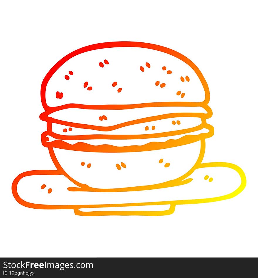 warm gradient line drawing cartoon burger