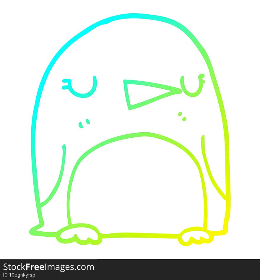 Cold Gradient Line Drawing Cartoon Penguin