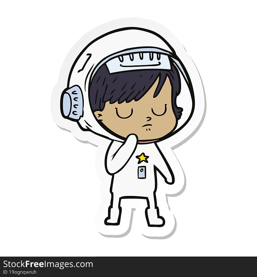 sticker of a cartoon astronaut woman