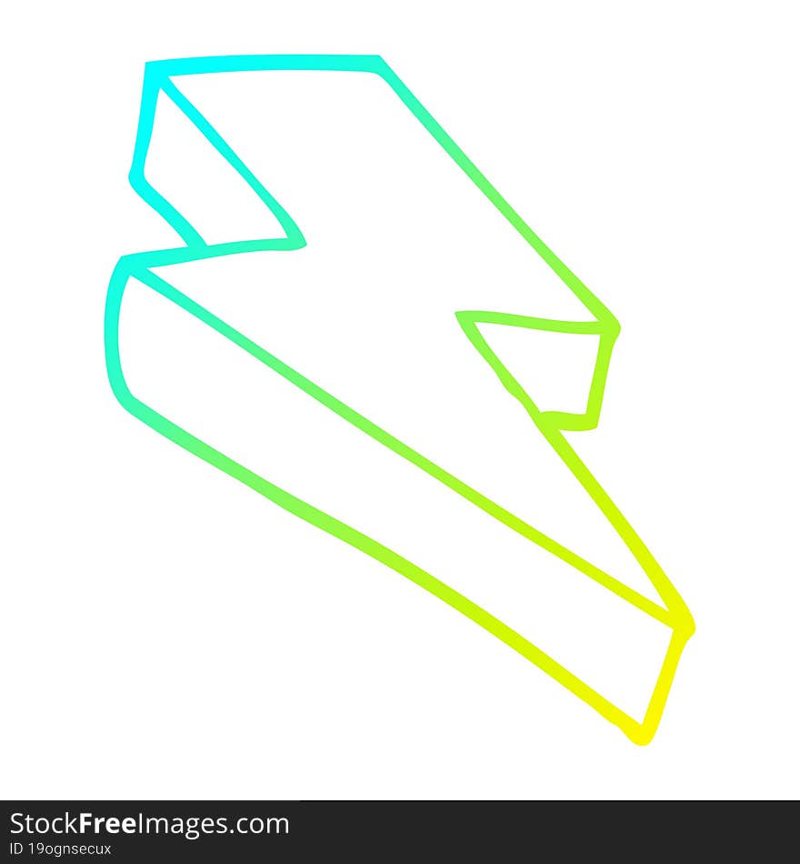 cold gradient line drawing cartoon thunder bolt