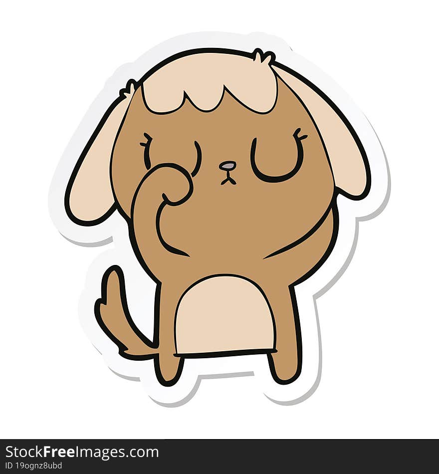 sticker of a cute cartoon dog