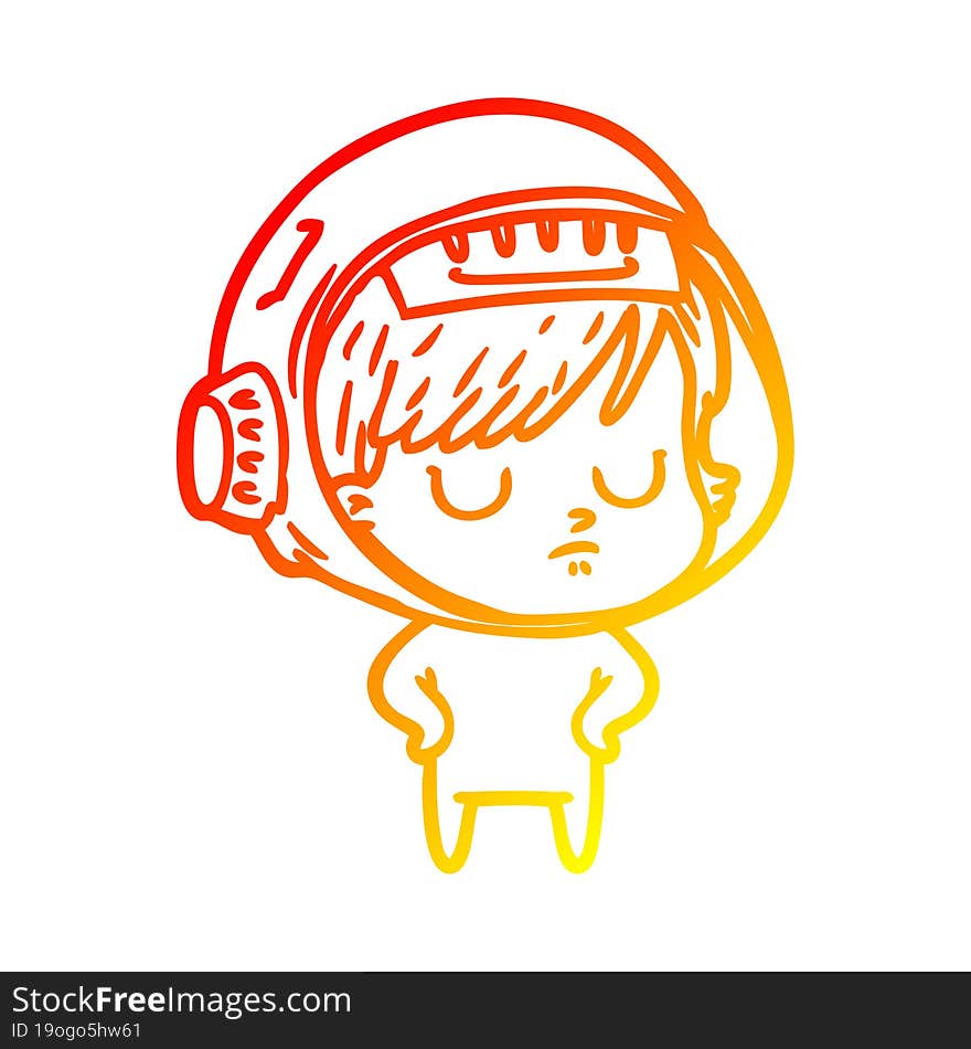 warm gradient line drawing cartoon astronaut woman