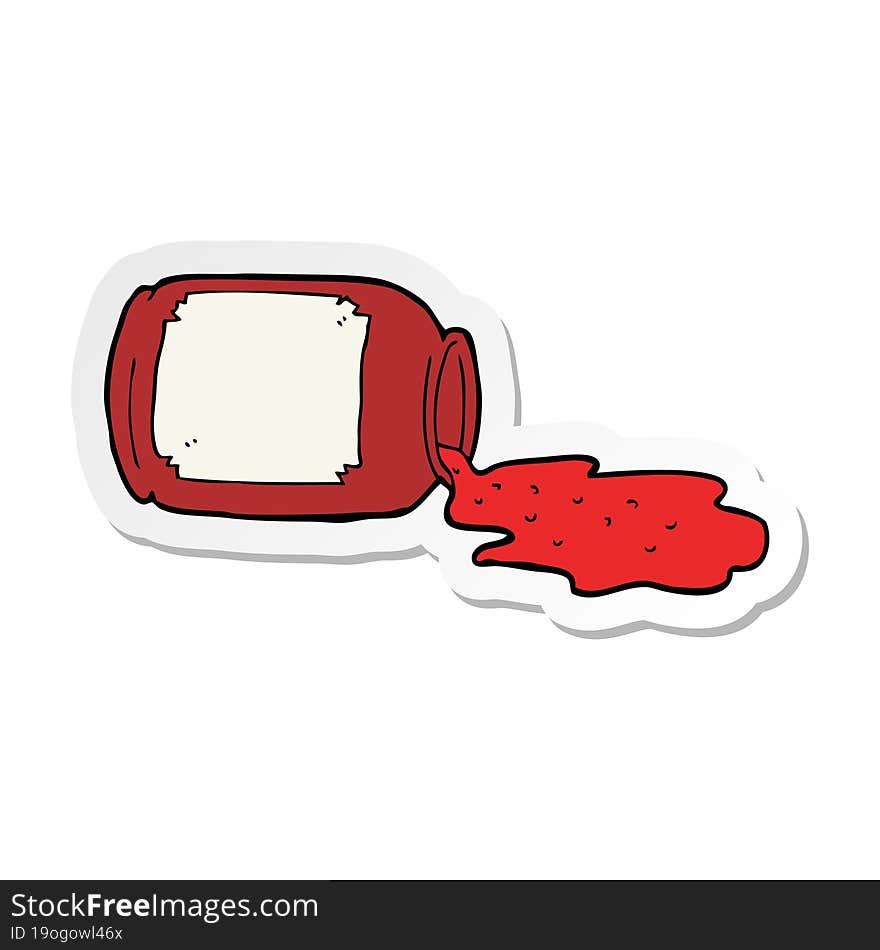 sticker of a cartoon spilled jam