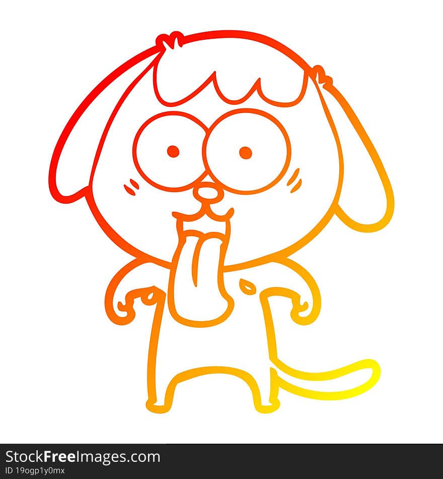 Warm Gradient Line Drawing Cute Cartoon Dog