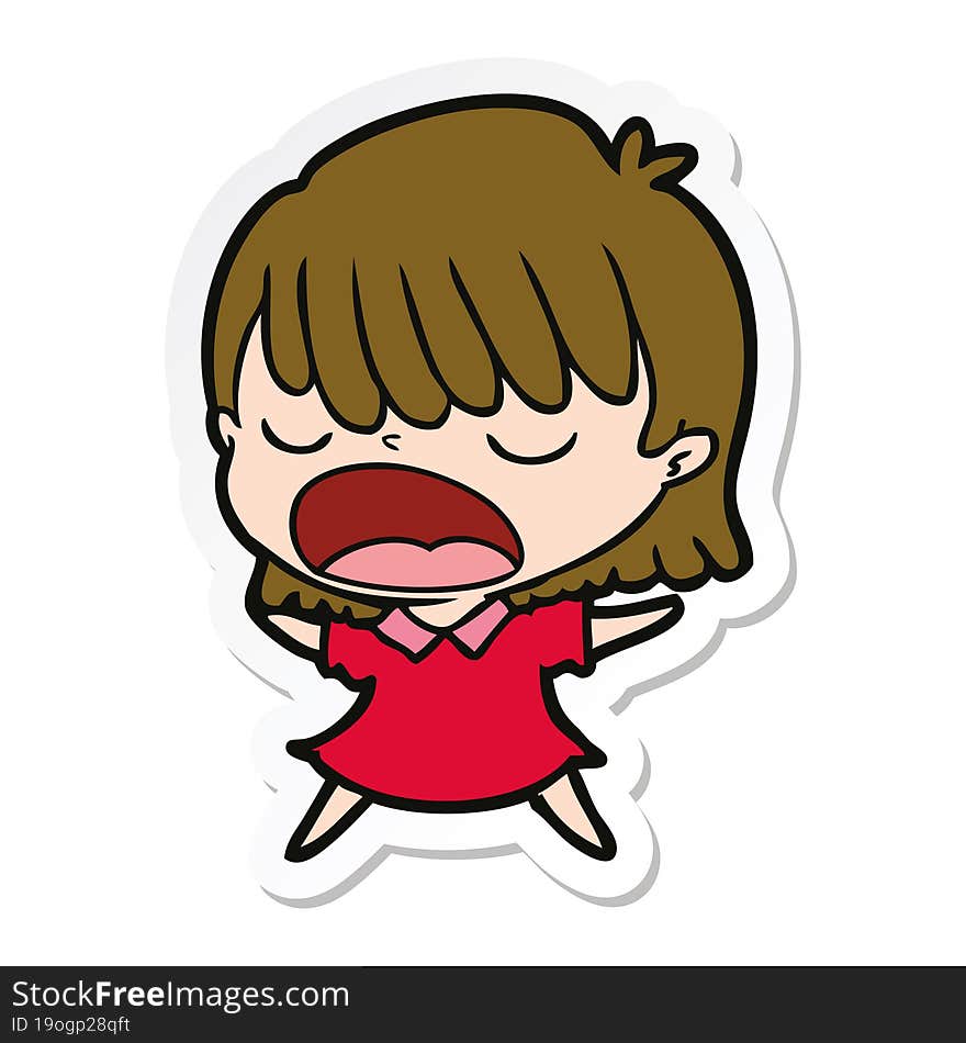 sticker of a cartoon woman talking loudly