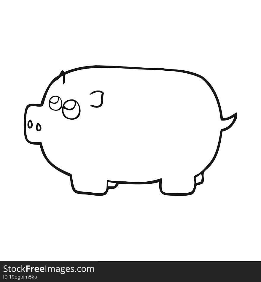 black and white cartoon piggy bank