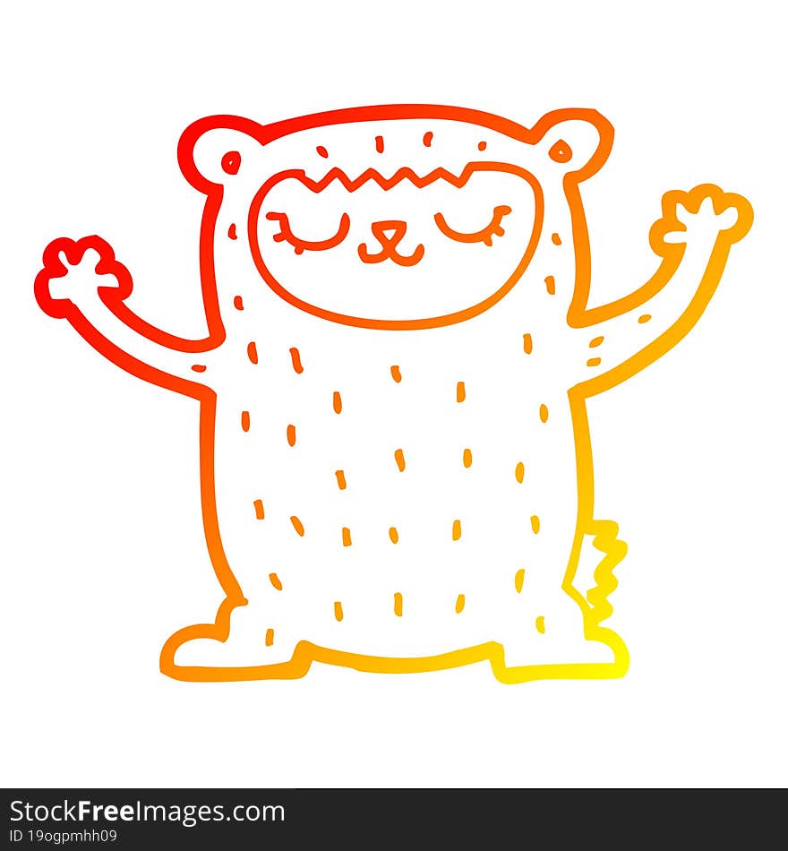 Warm Gradient Line Drawing Cute Cartoon Bear