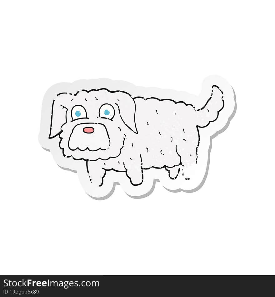 retro distressed sticker of a cartoon small dog