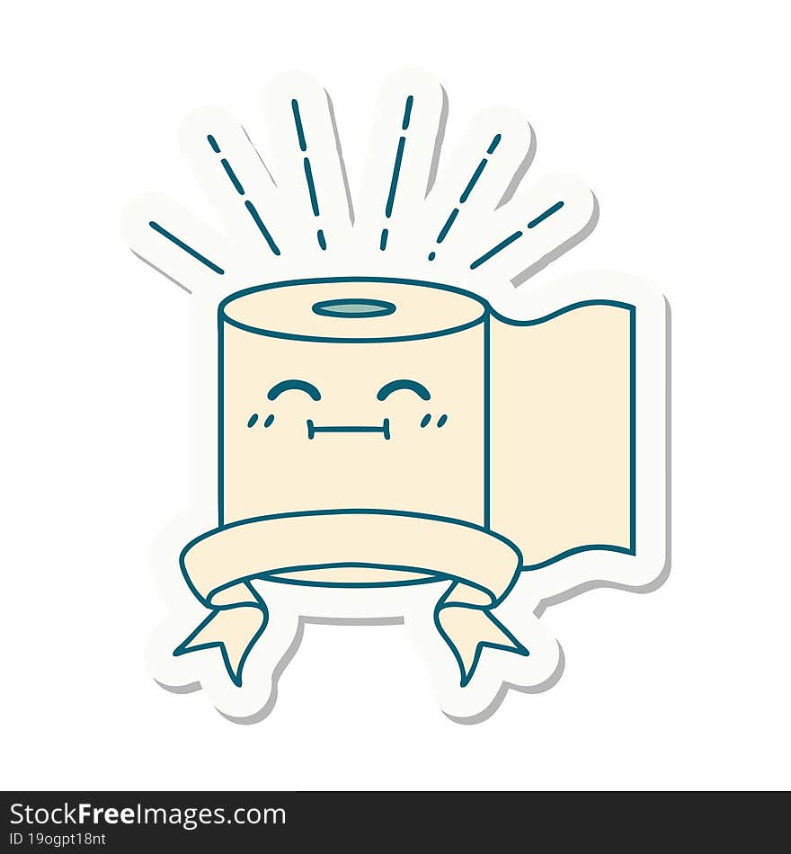 sticker of tattoo style toilet paper character