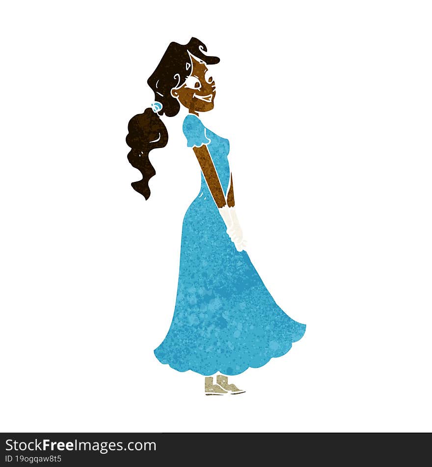 cartoon pretty woman in dress