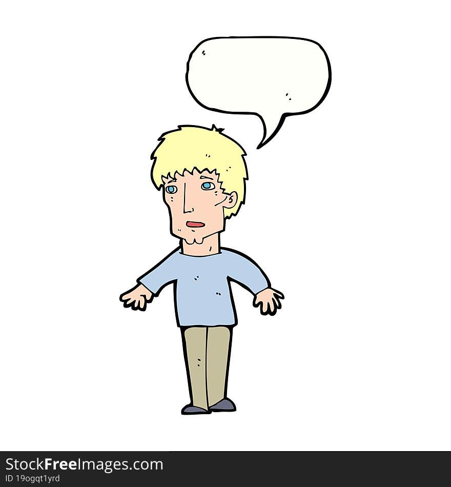 Cartoon Surprised Man With Speech Bubble