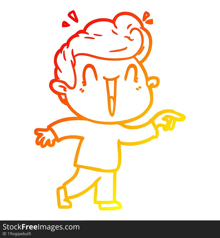 warm gradient line drawing cartoon excited man