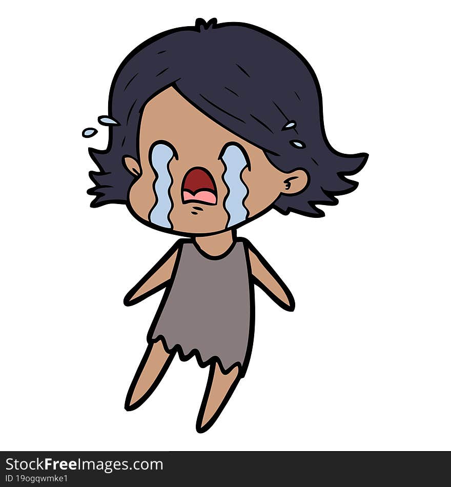 cartoon woman crying. cartoon woman crying