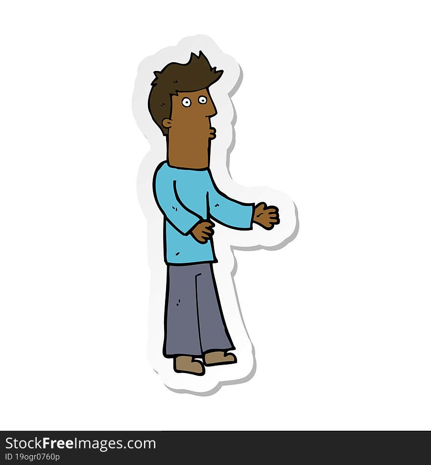 sticker of a cartoon man explaining