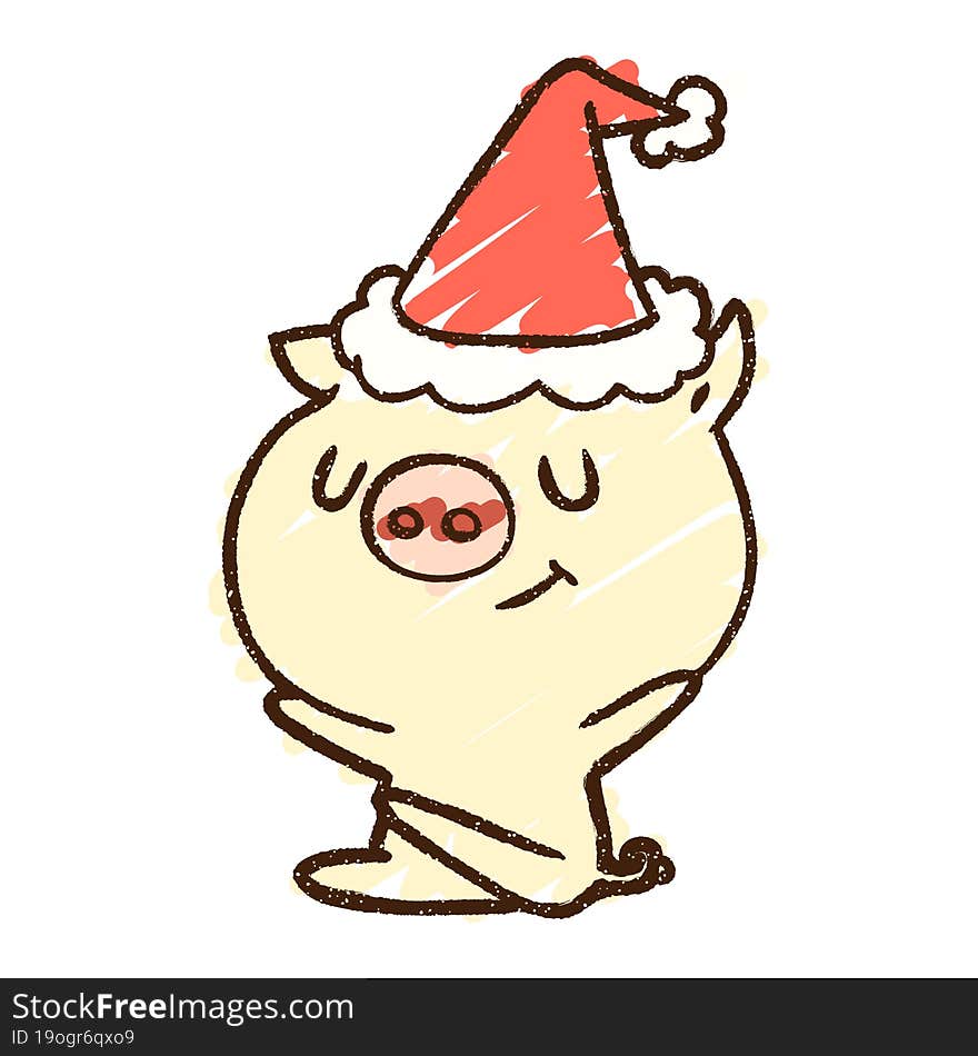 Festive Pig Chalk Drawing