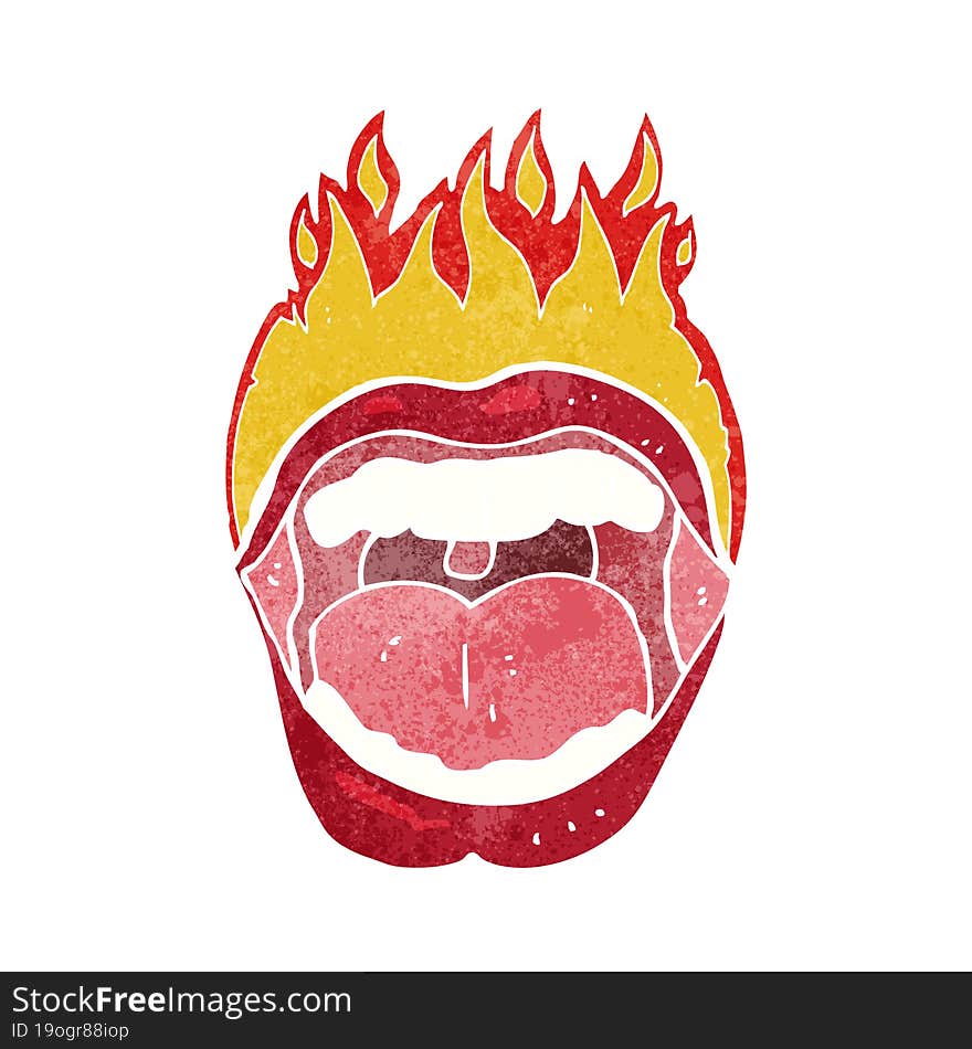 Cartoon Flaming Mouth Symbol