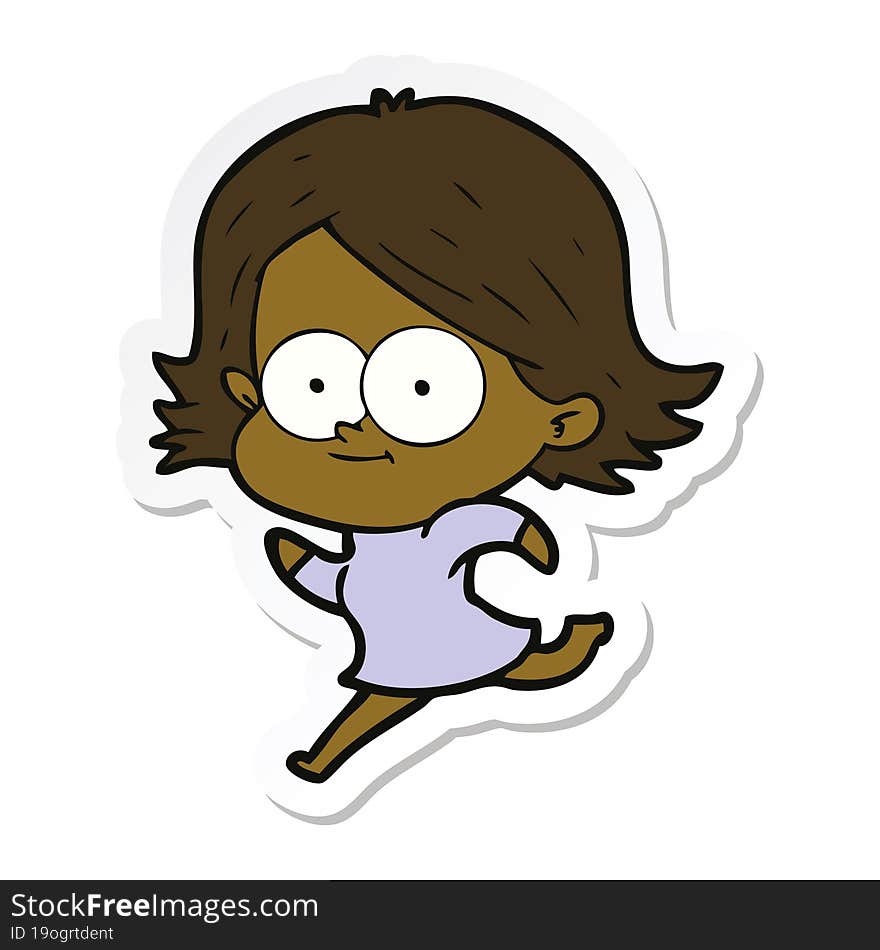 sticker of a happy cartoon girl