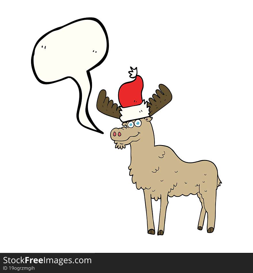 freehand drawn speech bubble cartoon christmas moose