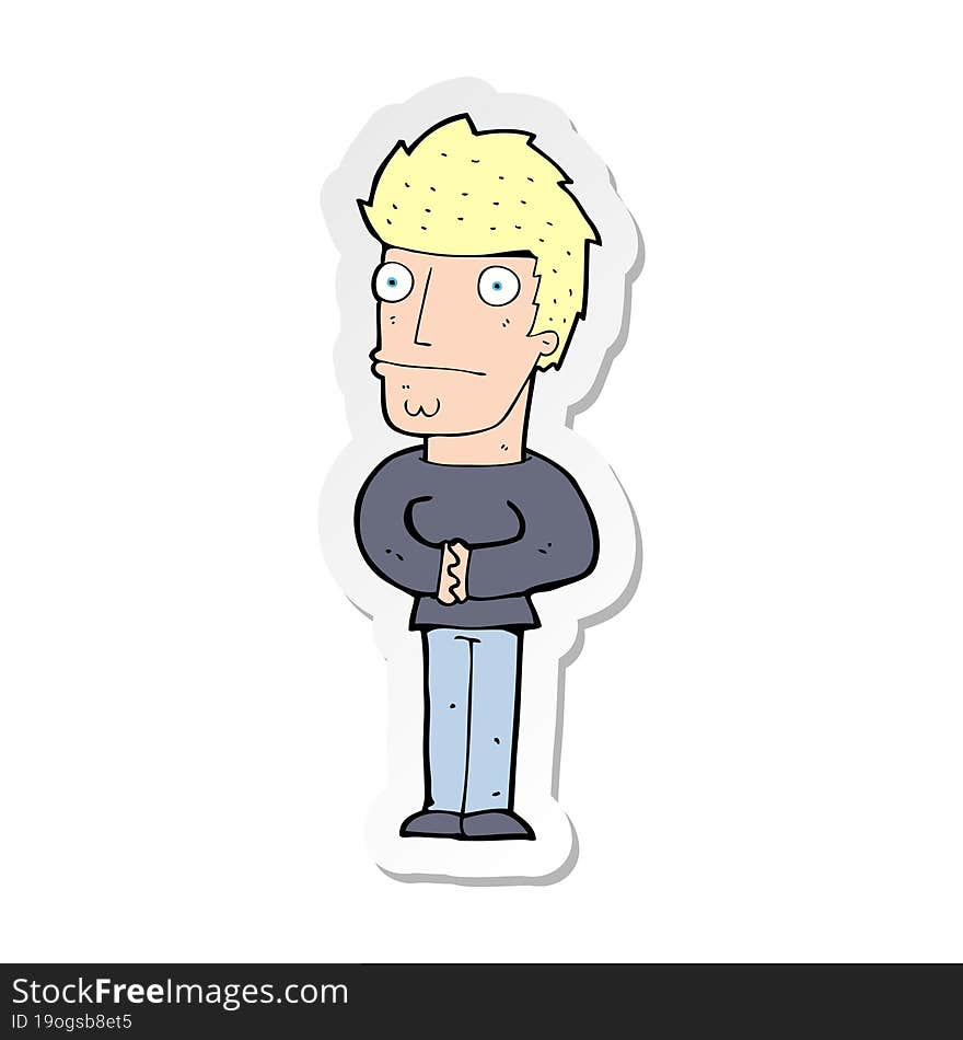 sticker of a cartoon worried man