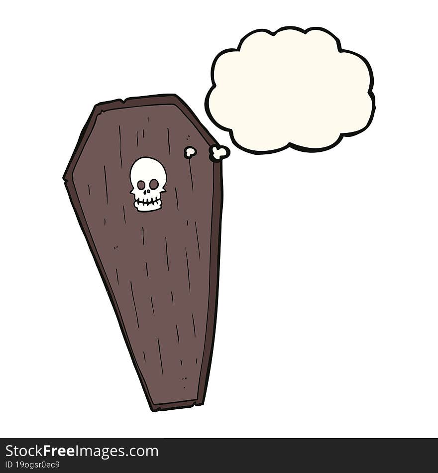 Spooky Cartoon Coffin With Thought Bubble