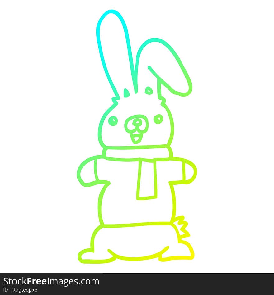 cold gradient line drawing of a cartoon rabbit