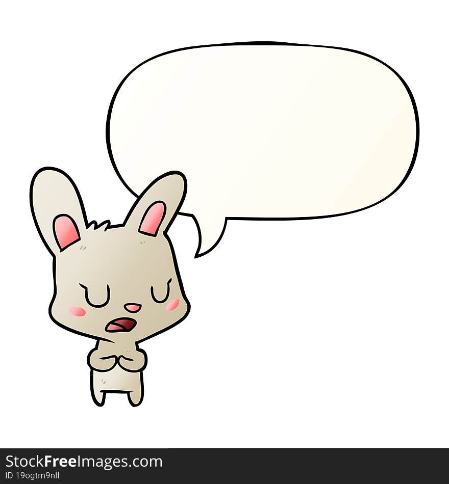 cartoon rabbit talking and speech bubble in smooth gradient style