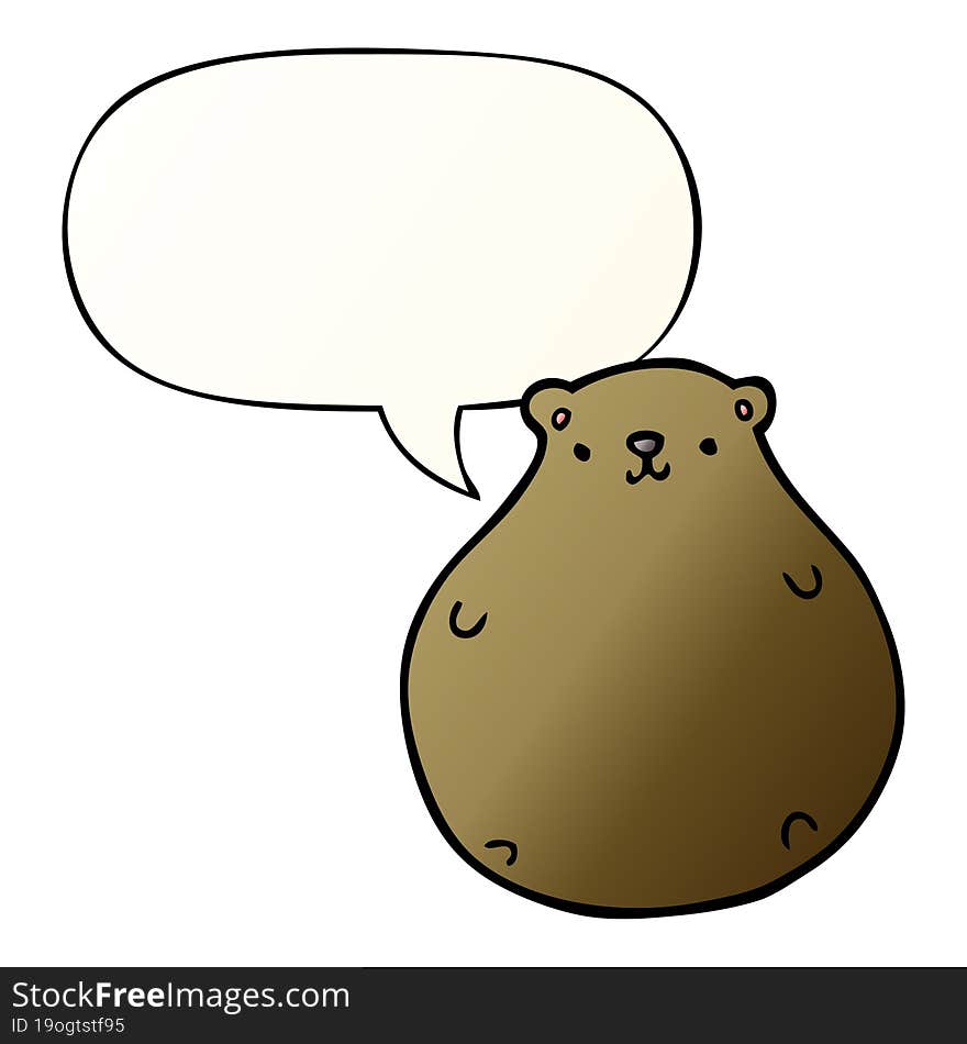 cartoon bear and speech bubble in smooth gradient style