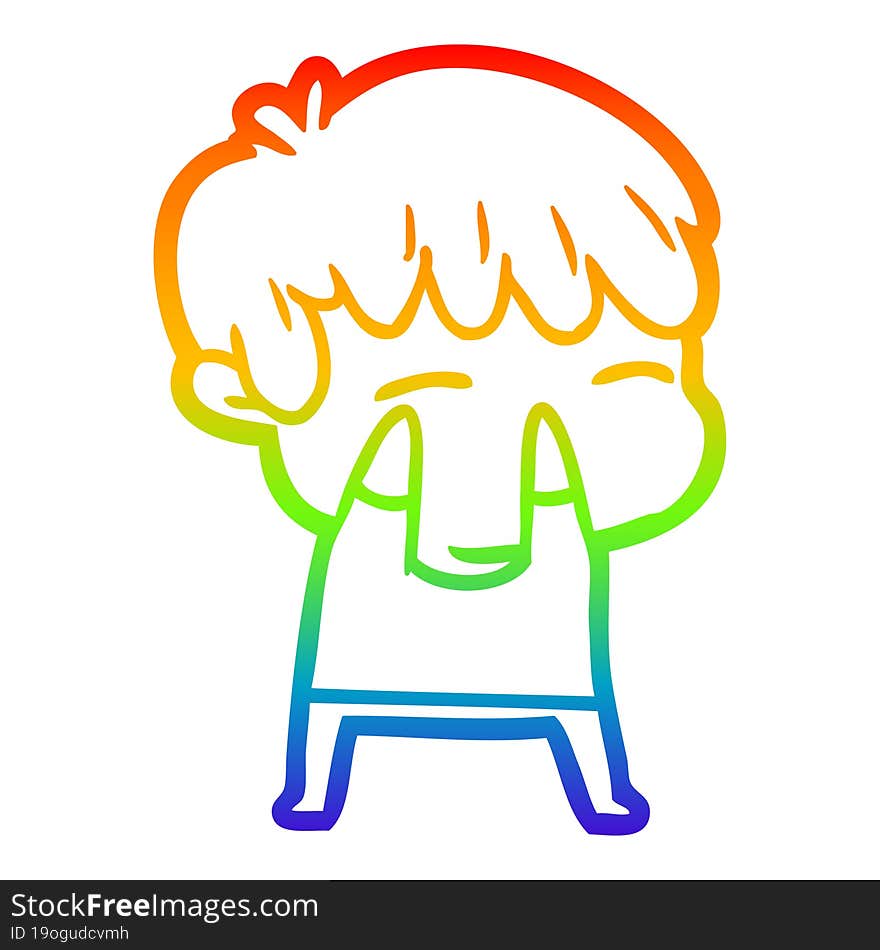 rainbow gradient line drawing cartoon curious boy