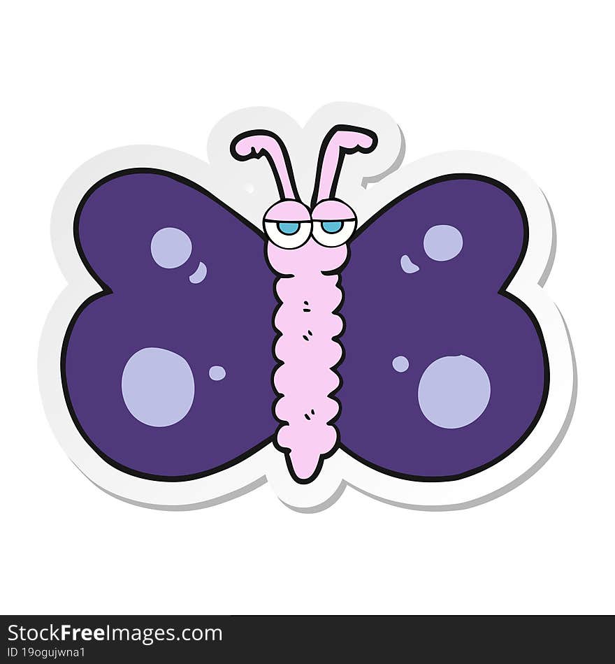 Sticker Of A Cartoon Butterfly