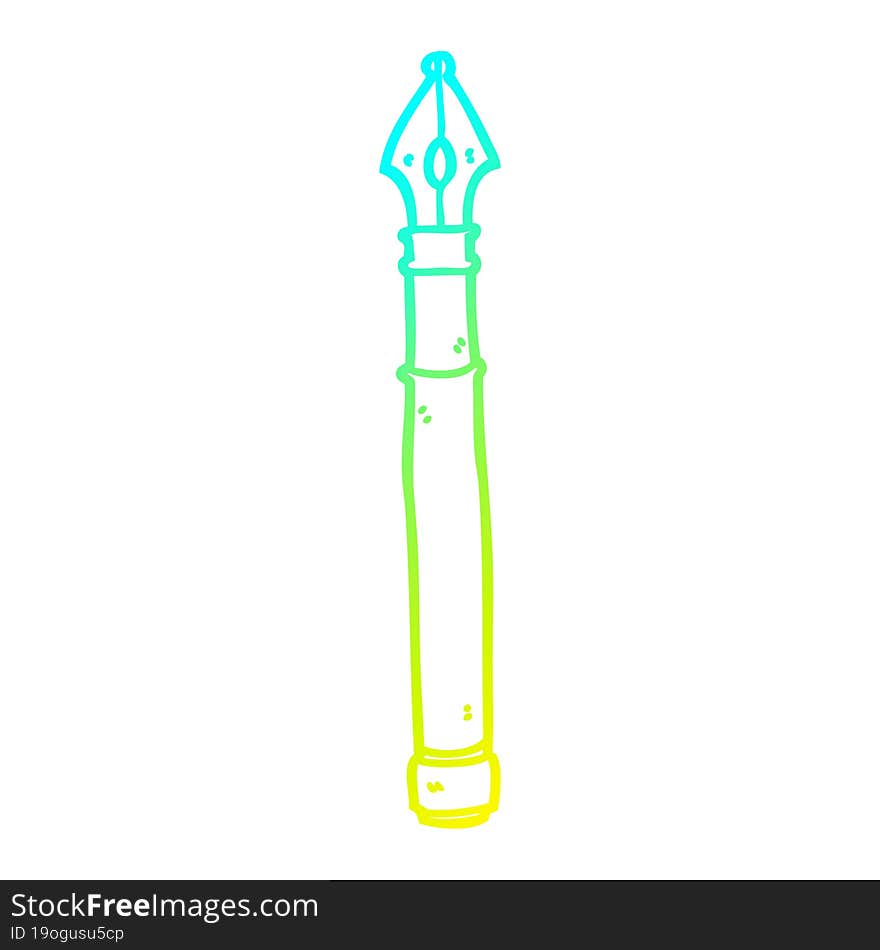 cold gradient line drawing cartoon fountain pen