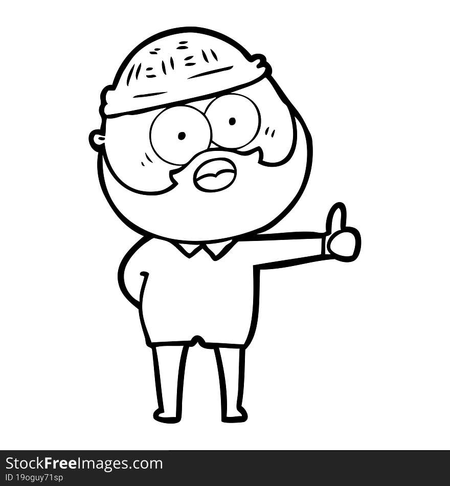 cartoon bearded man giving thumbs up sign. cartoon bearded man giving thumbs up sign