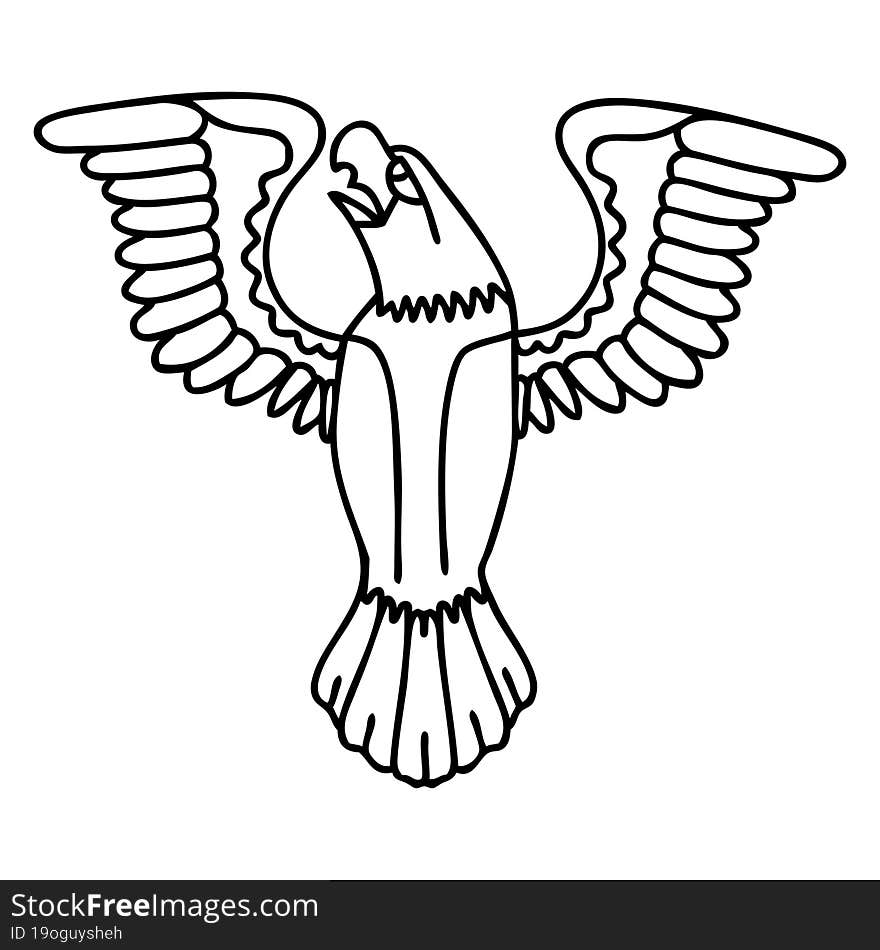 black line tattoo of an american eagle