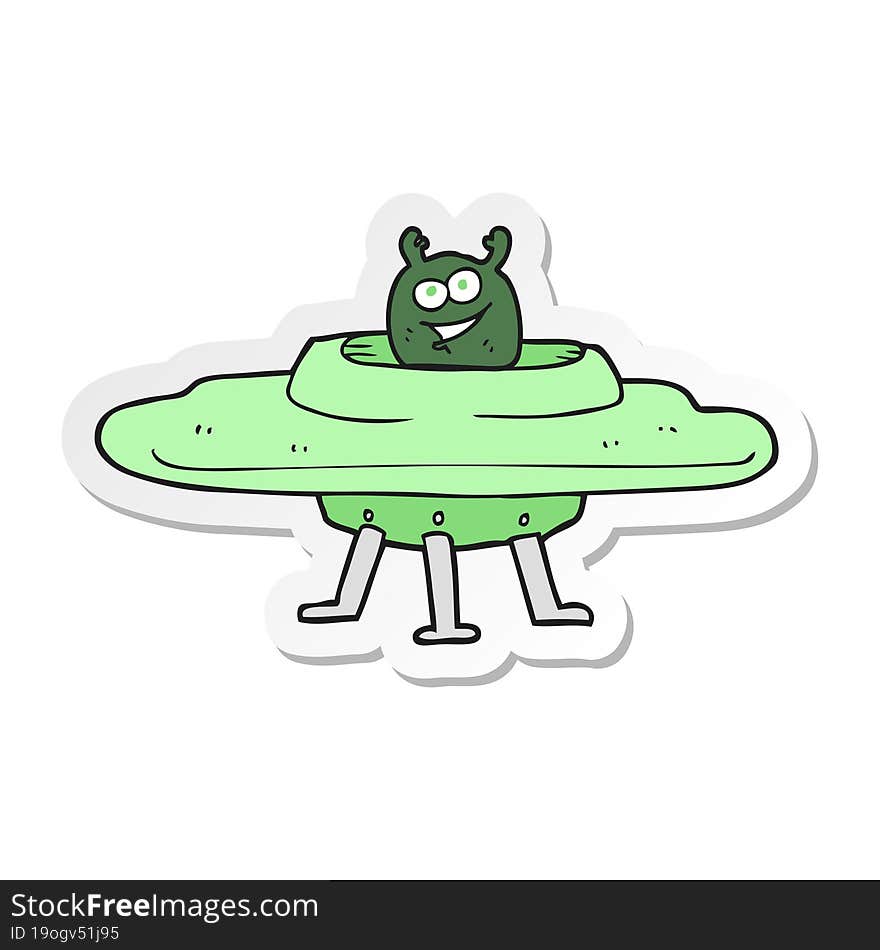 sticker of a cartoon spaceship