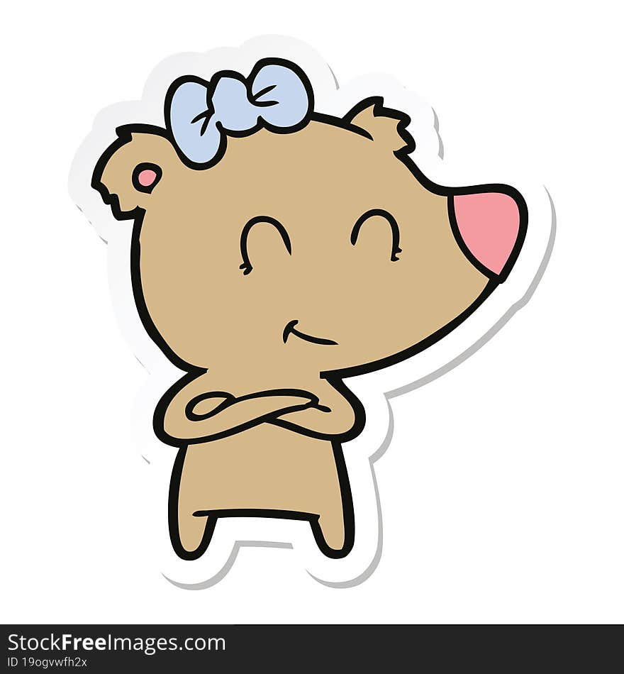 sticker of a female bear cartoon