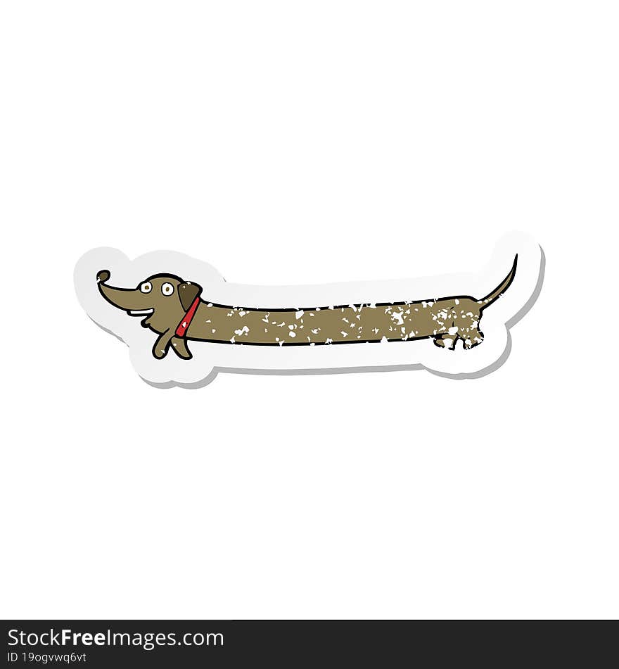 retro distressed sticker of a cartoon dachshund