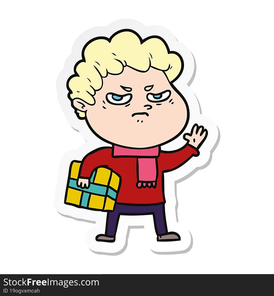 sticker of a cartoon angry man